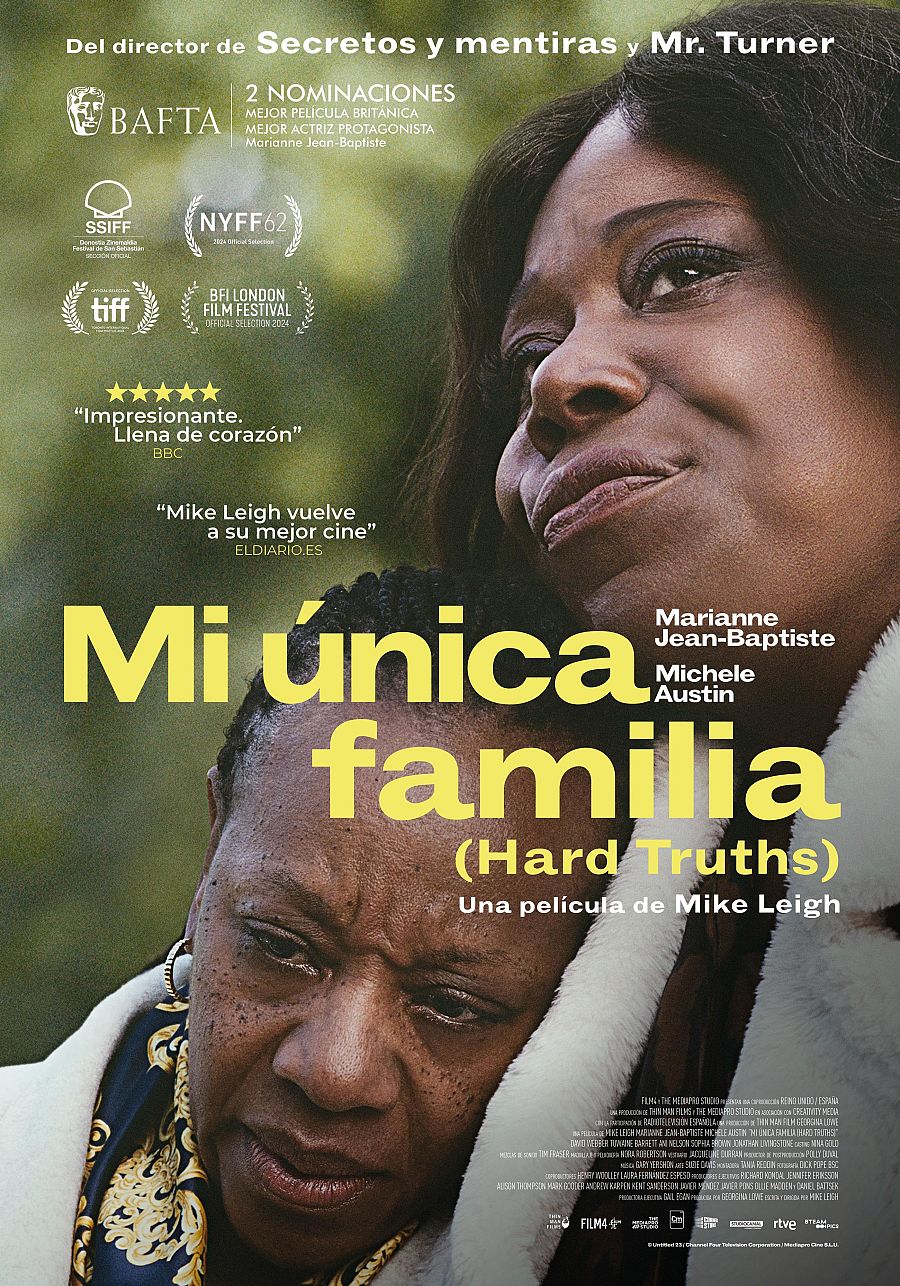 Cartel de cine mostrando a dos mujeres con expresiones serias.  Sugiere una historia familiar intensa y emocional.