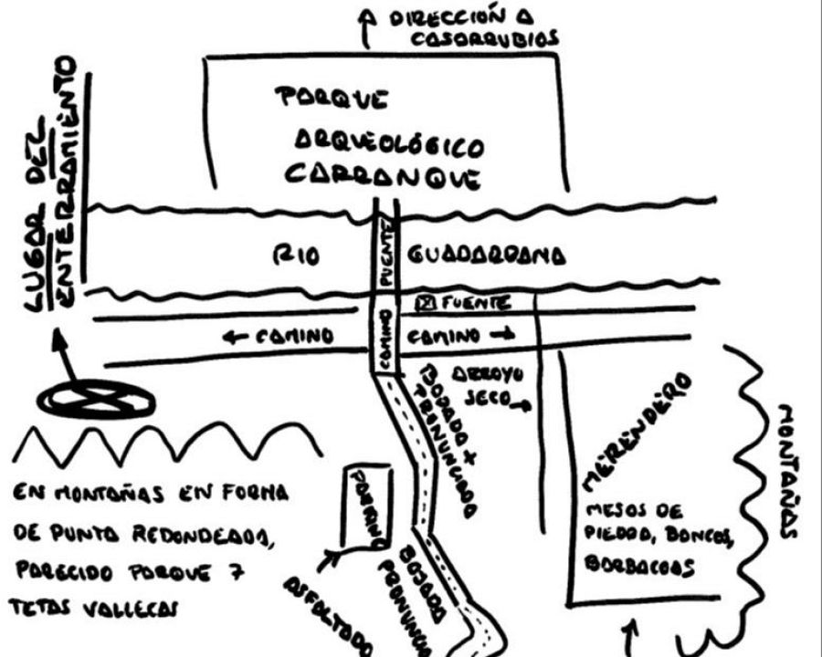 Croquis hecho a mano del Rey del Cachopo.