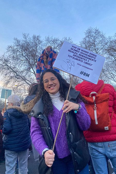 María Azargui asiste todos los años a la manifestación del 8M en Madrid.