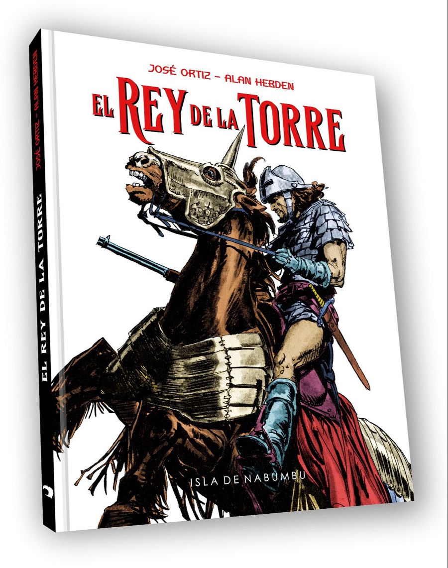 Guerrero armado a caballo, espada en mano, en portada de cómic estilo clásico.  Se lee 