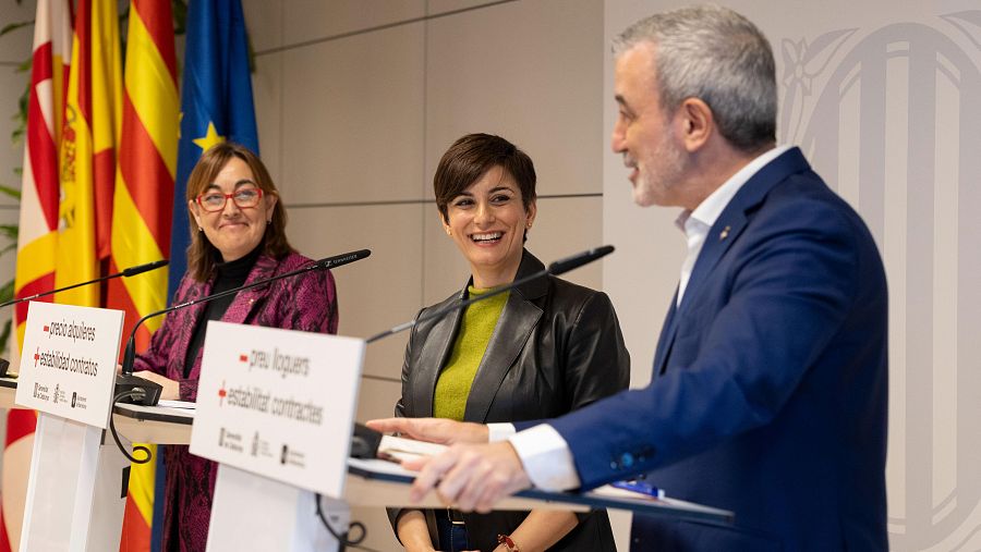 Paneque, Rodríguez i Collboni valorant els resultats del topall de lloguer (EFE)