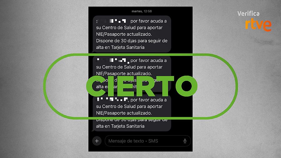 Mensajes SMS recibidos por un paciente de la Comunidad de Madrid
