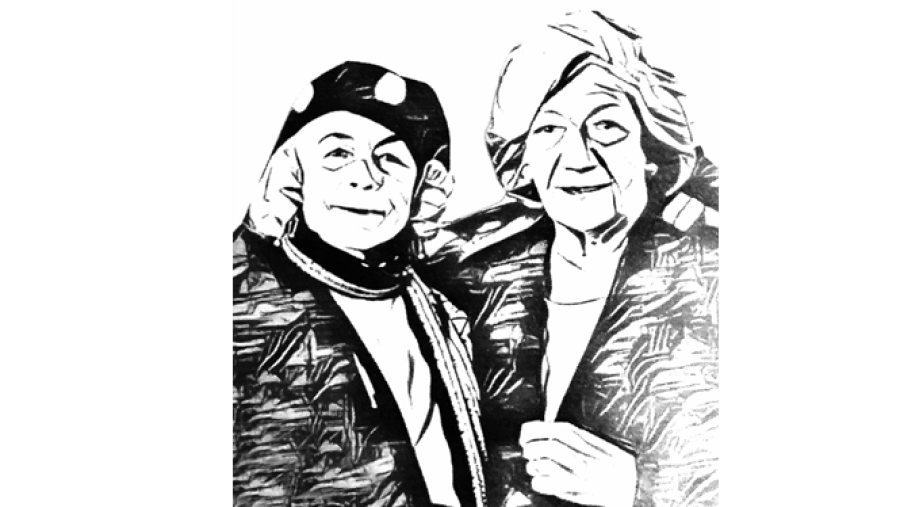 Dibujo a partir de una fotografía de Carmen Martín Gaite y Ana María Matute