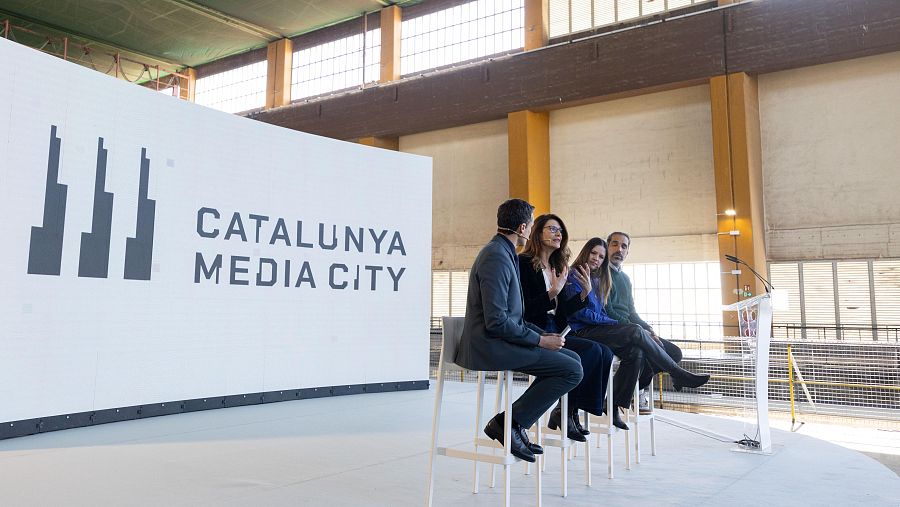 Acte de presentació del Catalunya Media City al complex de les Tres Xemeneies entre Sant Adrià de Besòs i Badalona