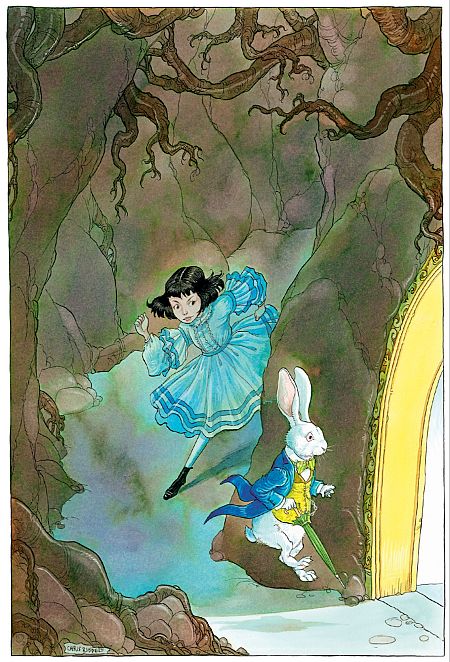 Alicia sigue al conejo blanco