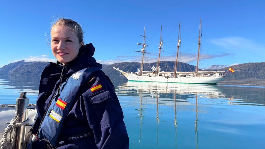 La princesa Leonor, al bordo de Elcano