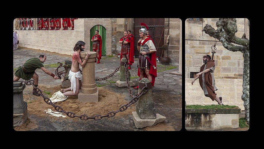 La festividad llega al clímax con el vía crucis, tan vistoso como dramático.