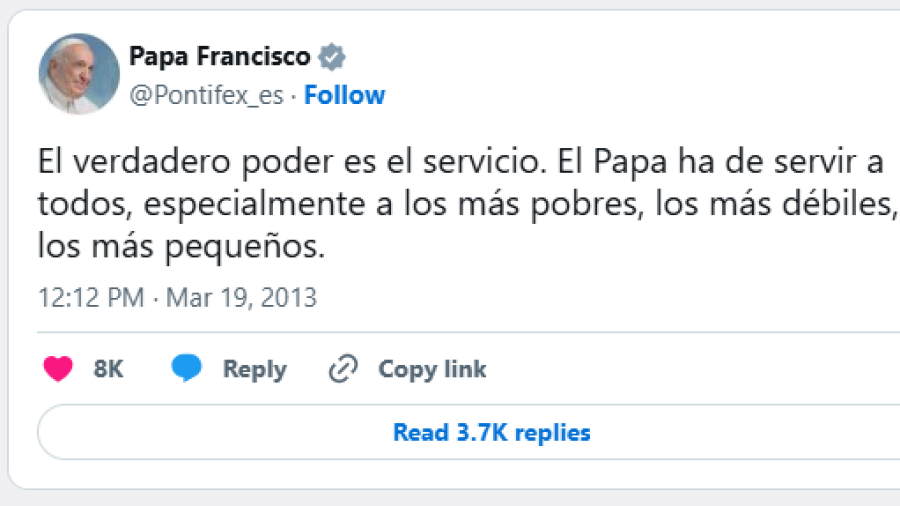 Tweet del papa Francisco