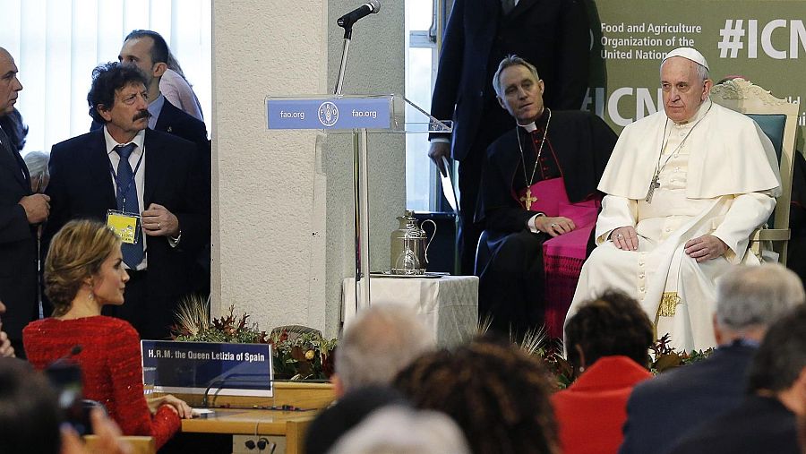 El papa Francisco y la reina Letizia participan en la II Conferencia Internacional sobre Nutición en Roma