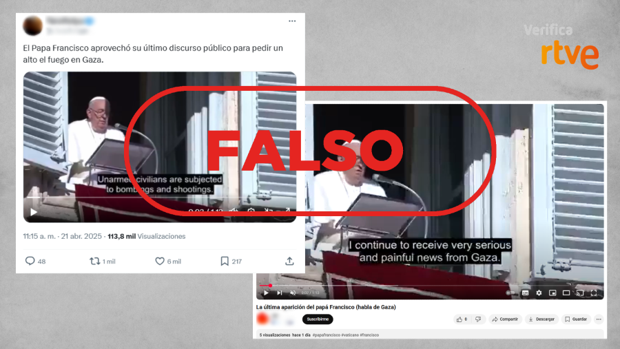 Mensajes falsos que difunden un vídeo de 2023 como si fuera el último discurso del papa