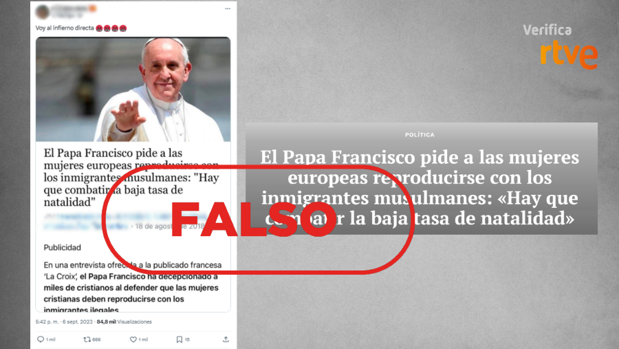 Mensajes que atribuyen falsas declaraciones al papa Francisco