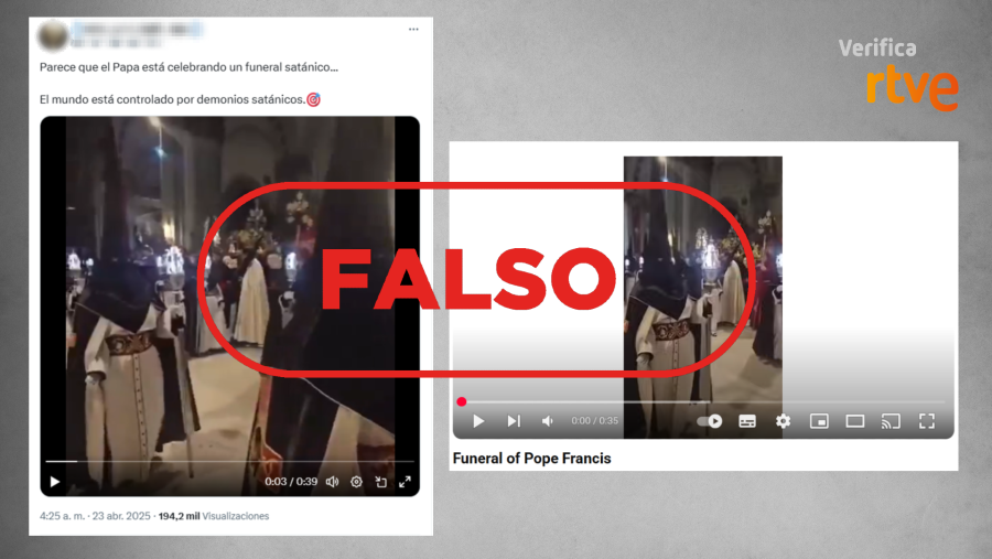 Mensajes que difunden un vídeo registrado en Cartagena como si fuera el funeral del papa