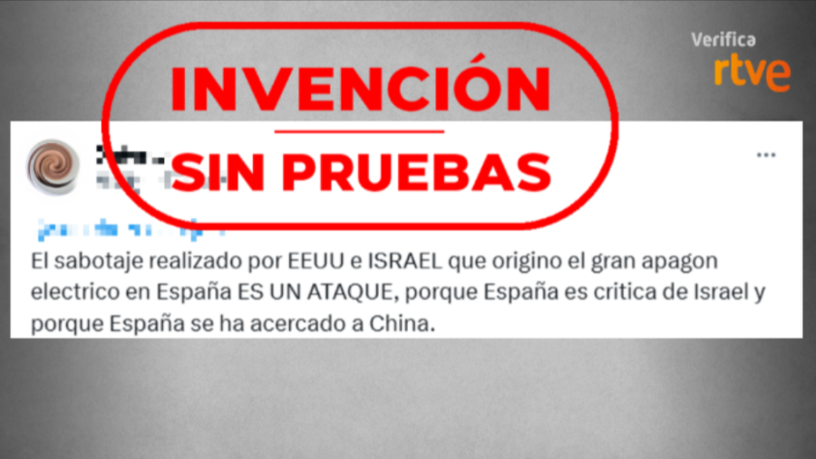 Mensaje que afirma sin pruebas que el apagón es un sabotaje de EE.UU. e Israel