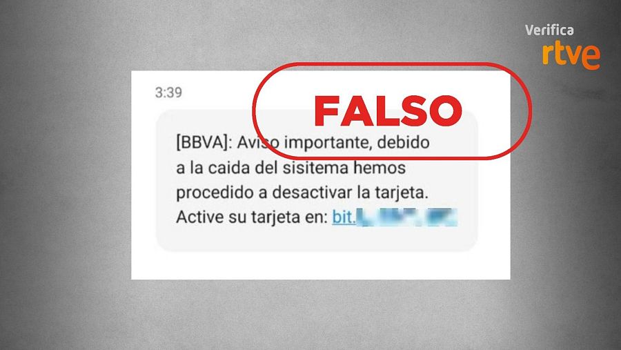 Captura del mensaje SMS fraudulento