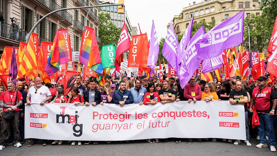 Empiezan las manifestaciones por el Día del Trabajo 2025 en Barcelona