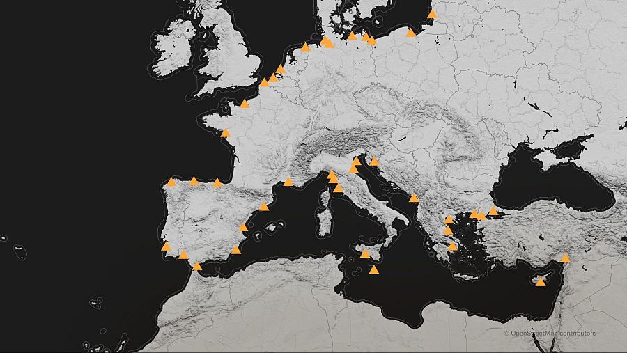 Mapa Europa terminales flotantes