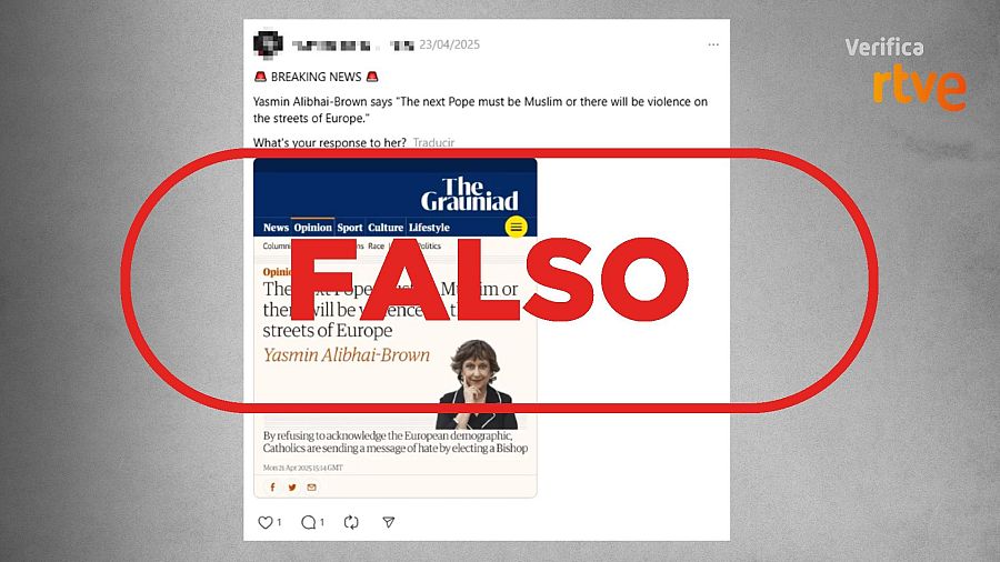 Mensaje que comparte una imagen de una cuenta parodia como si fuese un artículo real