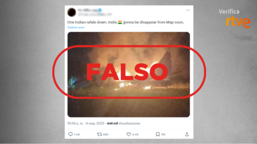 Publicación de X que difunden una foto antigua y la presenta como un siniestro actual en India