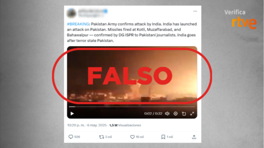 Publicación que presenta como actual un vídeo registrado en Gaza en 2023