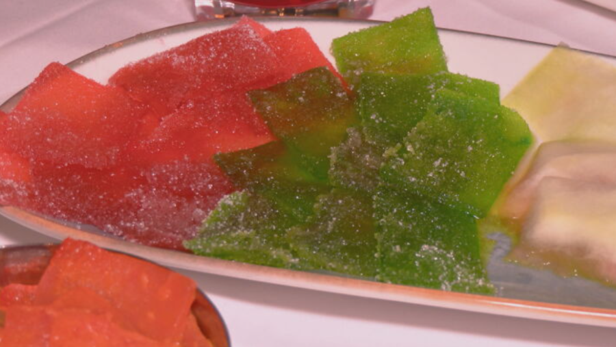 Bandeja de fruta confitada