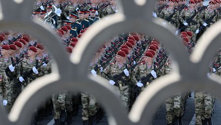 Soldados rusos el Día de la Victoria