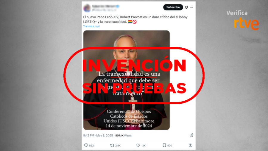 Mensaje que afirma sin pruebas que el papa León XIV ha hecho esta declaración sobre la transexualidad