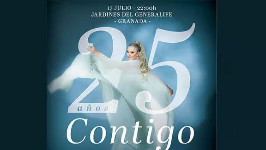 Celebración de los 25 años de carrera de la soprano Mariola Cantarero.  Concierto el 17 de julio a las 22:00h en los Jardines del Generalife de Granada.
