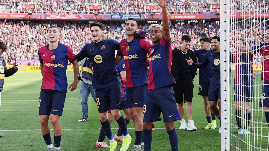 El Barça celebró la victoria sabiendo que tienen hecha casi la liga.