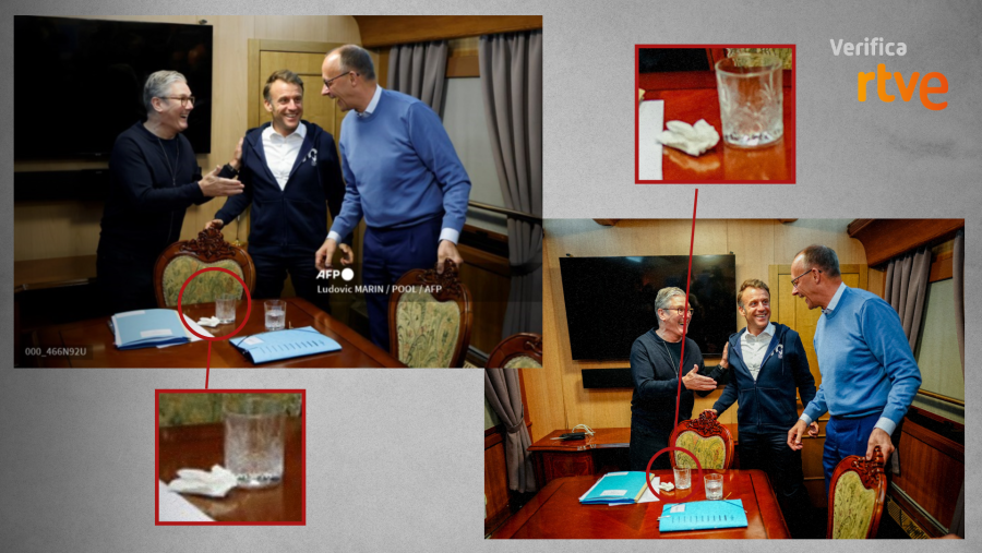 Imágenes de agencia de la reunión que demuestran que el objeto blanco es un pañuelo de papel