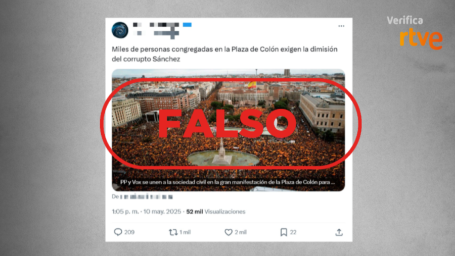 Publicación de X que difunde una imagen de 2019 y la presenta como si correspondiera a la protesta del 10 de mayo de 2025