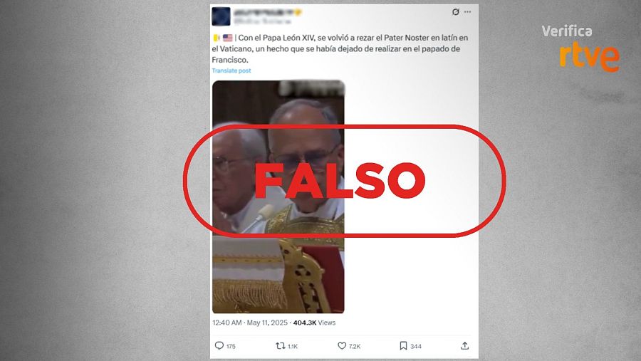 Mensaje de X que difunde la falsa idea de que el papa Francisco no rezaba en latín