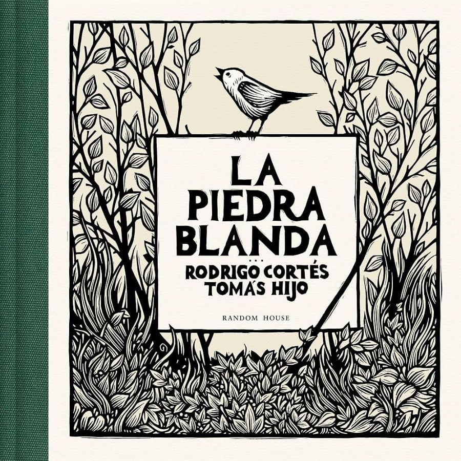 Portada en blanco y negro de un cómic con un pájaro sobre el título 