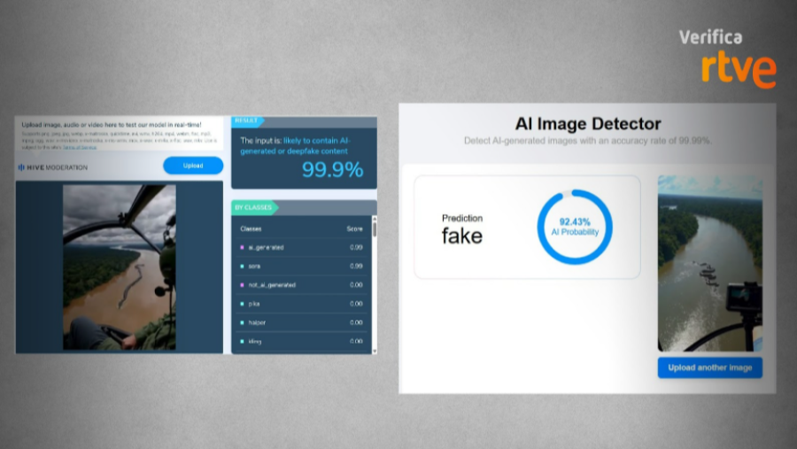 Resultado que ofrecen las herramientas Decopy.ai y Hive Moderatio