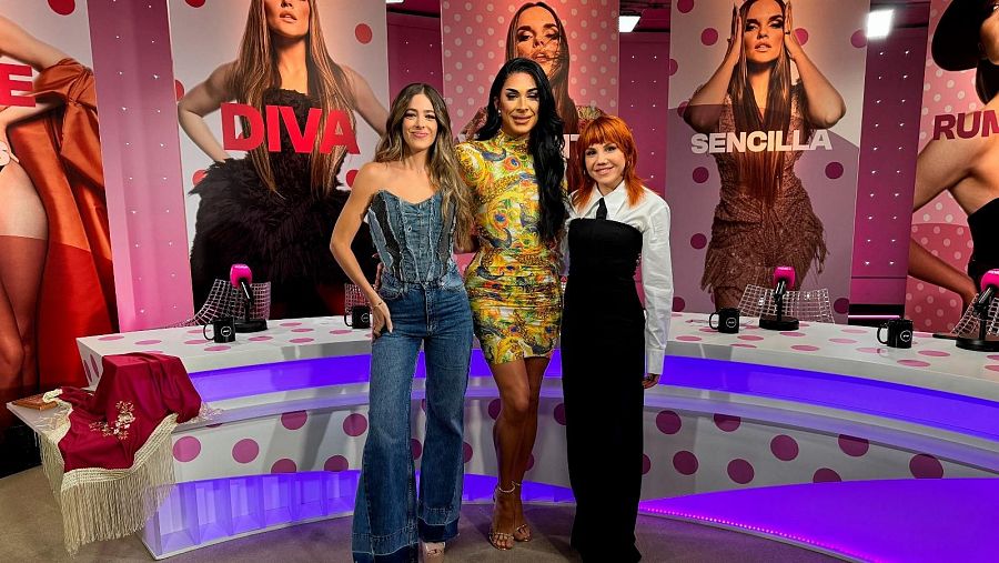 Ángela Fernández, Carmen Farala y Angy en uno de los programas de 'Divas Calling' de Eurovisión 2025