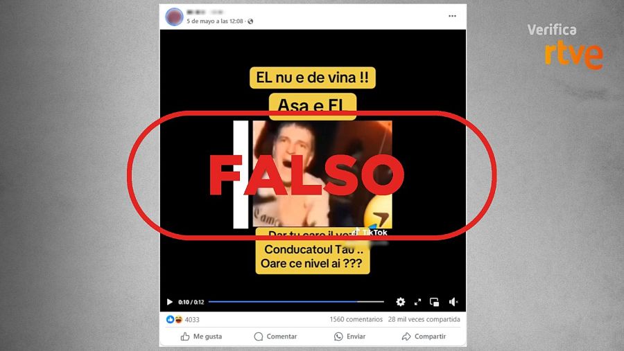 Publicación que difunde un vídeo manipulado de Nicusor Dan bailando como si fuera real