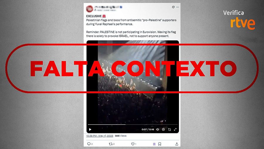 Mensaje que difunde un vídeo descontextualizado de la actuación de Israel