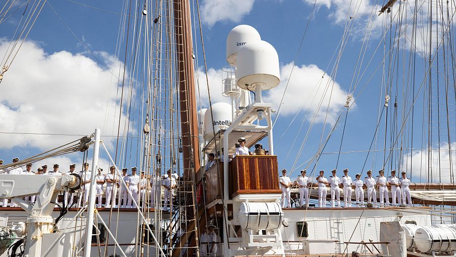 El Juan Sebastián de Elcano llega a Santo Domingo con la princesa Leonor a bordo