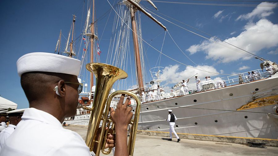 El Juan Sebastián de Elcano llega a Santo Domingo con la princesa Leonor a bordo