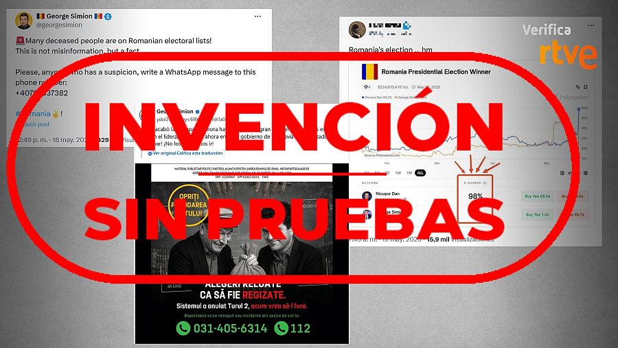 Mensajes que alertan sin pruebas de fraude electoral en Rumanía