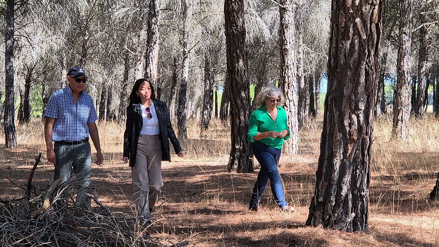 Ana paseando con sus padres a las afueras de Montemayor de Pililla, en Valladolid