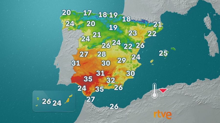 Temperaturas máximas este jueves 22 de mayo