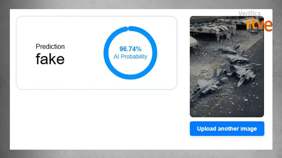 Imagen que muestra el porcentaje de IA que contiene el vídeo VerificaRTVE