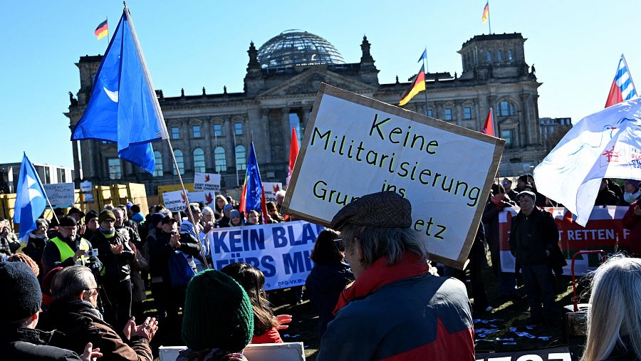Una protesta contra la militarización en Alemania