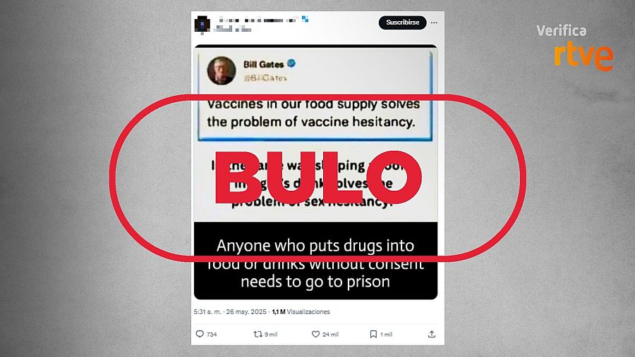 Mensaje que difunde la falsa publicación de Bill Gates sobre incluir vacunas en los alimentos