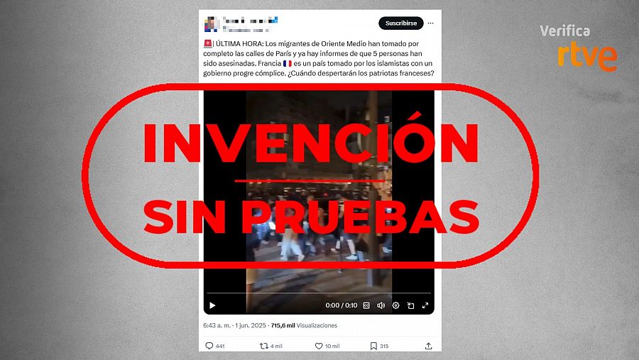 Mensaje que afirma sin pruebas que cinco personas fueron asesinadas en la celebración de la Champions