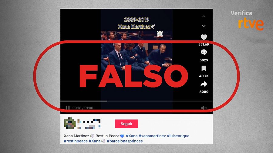 Mensaje falso que difunde el vídeo como si fuese el funeral de la hija de Luis Enrique