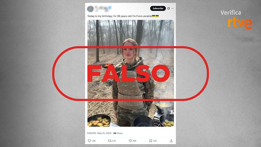 Imagen de una militar ucraniana que difunden como si fuera real / VerificaRTVE