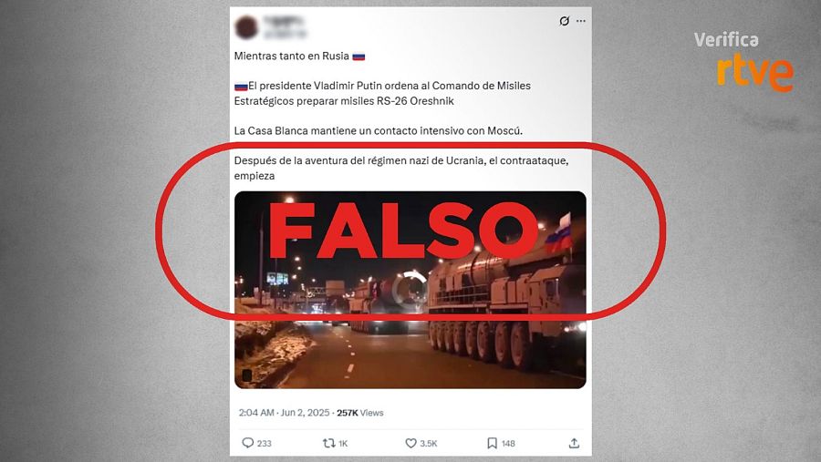 Publicación de X que difunde un vídeo de 2024 como si fuera una grabación actual