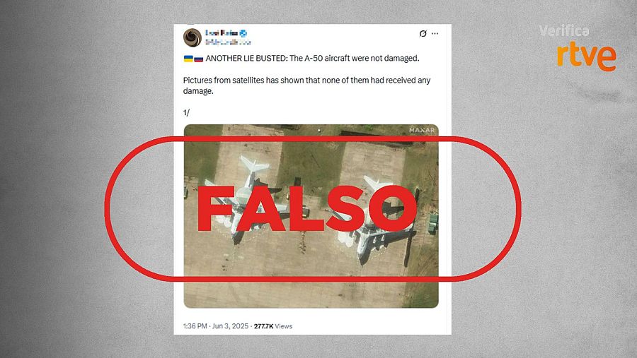 Mensaje que presenta como actual una imagen de aviones rusos del 3 de mayo