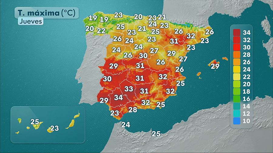 Temperaturas máximas en España